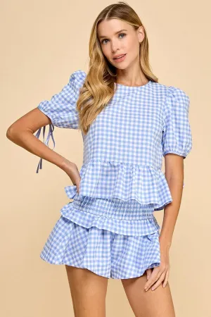 Baby Blue Gingham Short Set