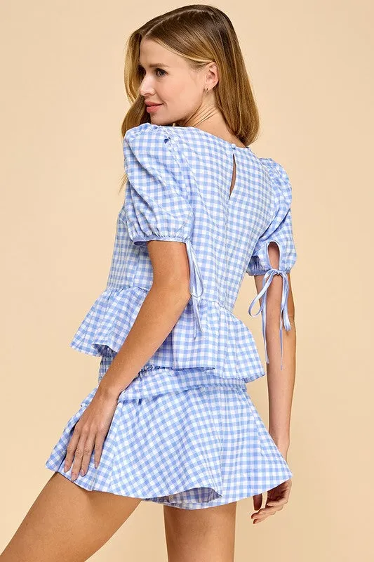 Baby Blue Gingham Short Set