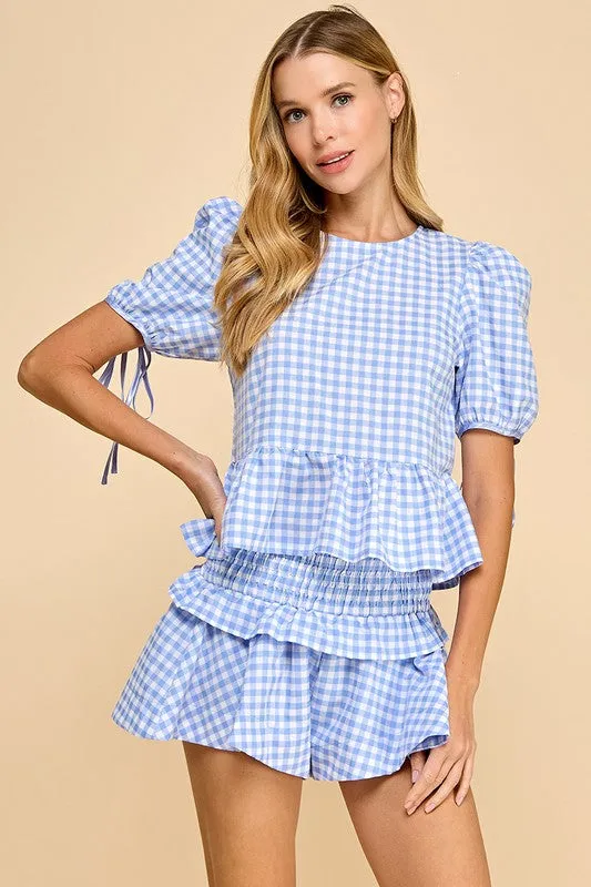Baby Blue Gingham Short Set
