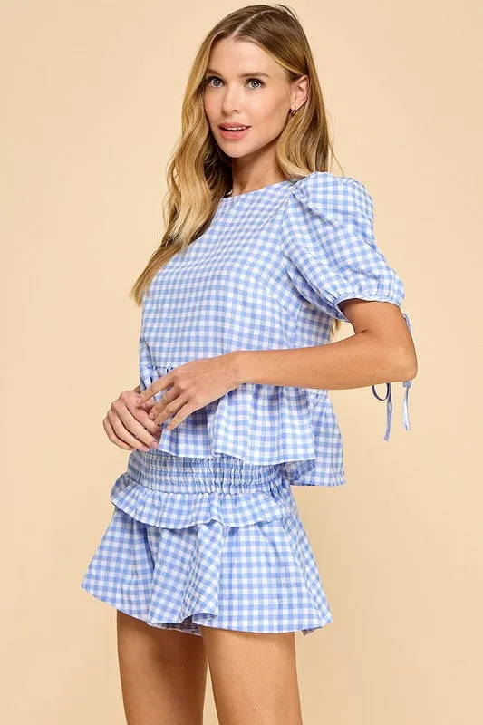 Baby Blue Gingham Short Set