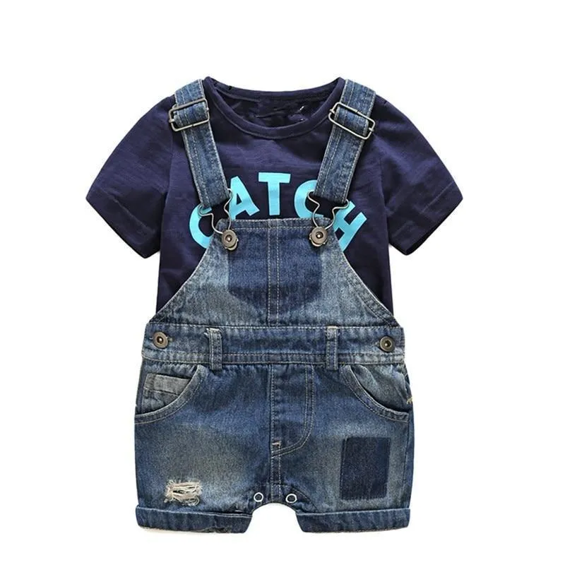 Baby Boy Denim Overalls with T-shirt