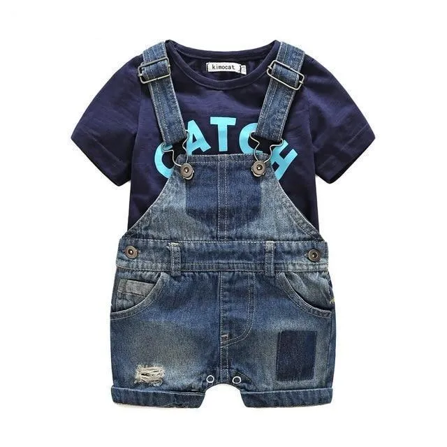 Baby Boy Denim Overalls with T-shirt