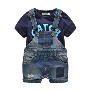 Baby Boy Denim Overalls with T-shirt