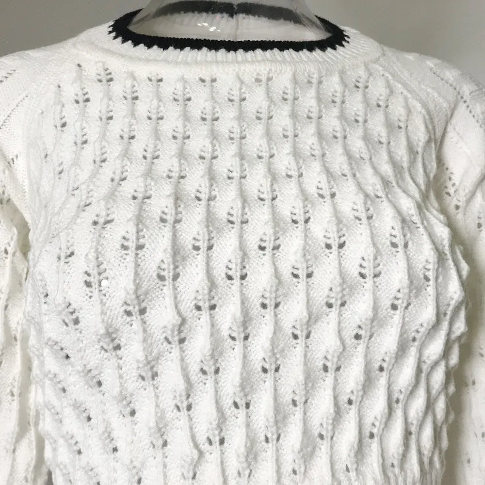 Backless Hollow-out Round Neck Sweaters Crop Tops