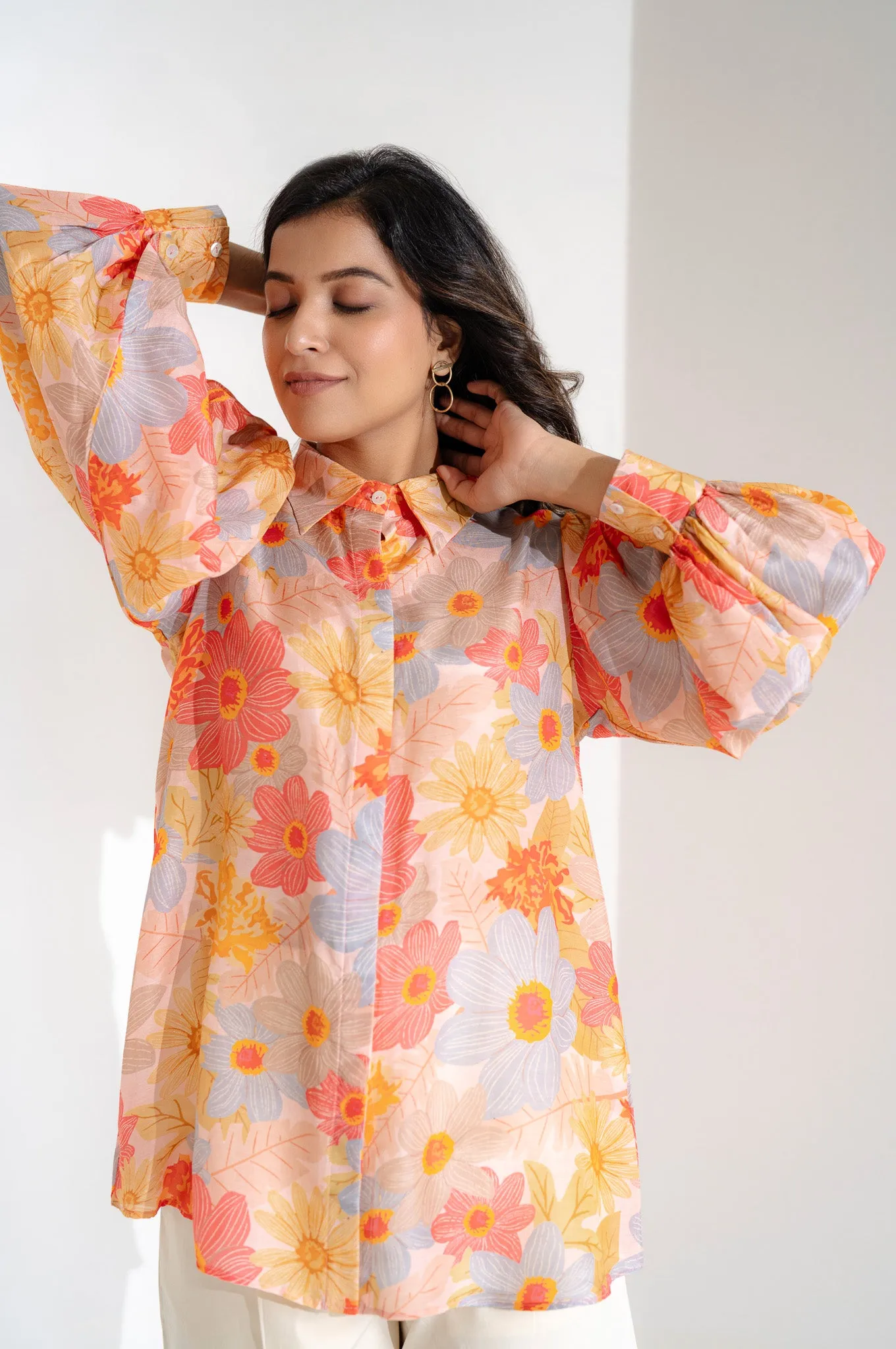 Ballon Sleeve Muslin Shirt