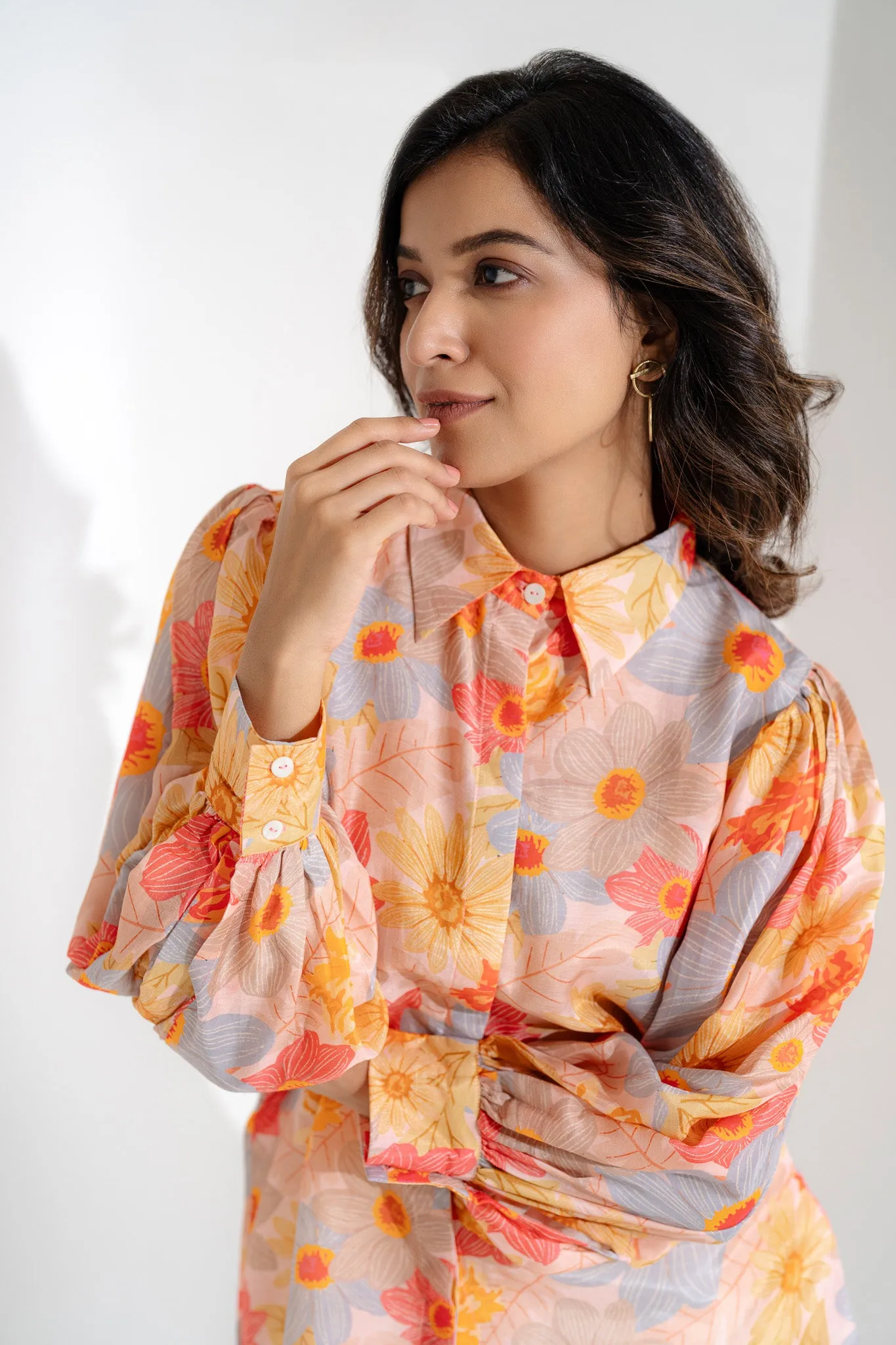 Ballon Sleeve Muslin Shirt