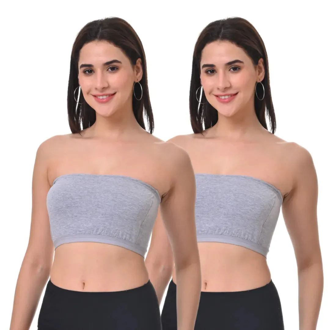 Bandeau/Tube Bra For Women | Strapless Bra | Silicone Anti-Slip Band | Triple Layer Front Panel | Conceals Visibility Of Nipples | Pack Of 2