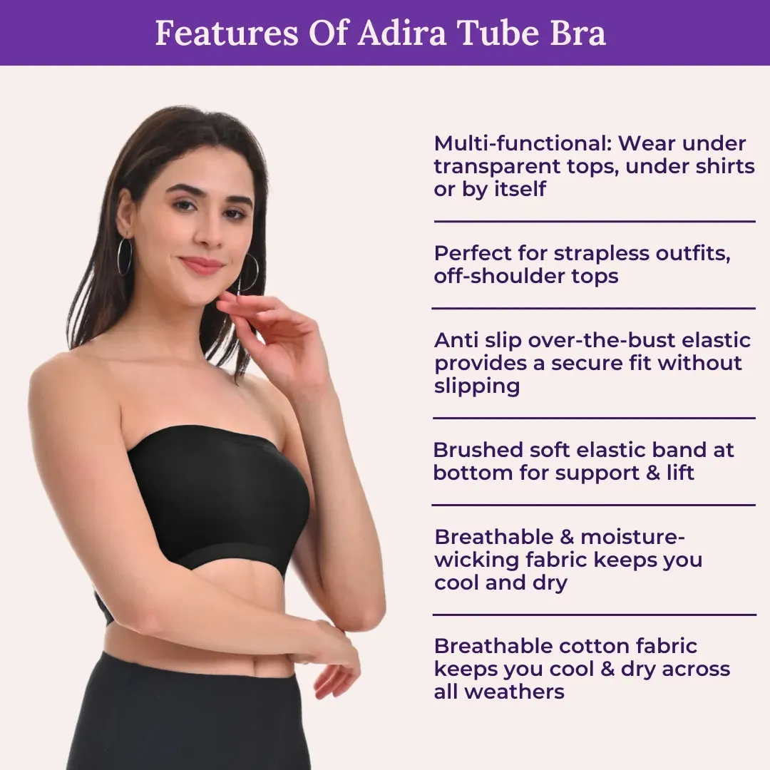 Bandeau/Tube Bra For Women | Strapless Bra | Silicone Anti-Slip Band | Triple Layer Front Panel | Conceals Visibility Of Nipples | Pack Of 8