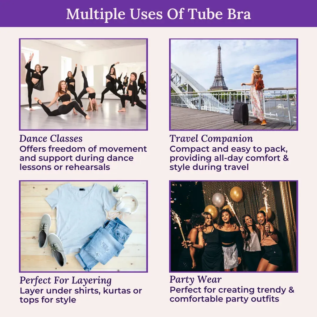 Bandeau/Tube Bra For Women | Strapless Bra | Silicone Anti-Slip Band | Triple Layer Front Panel | Conceals Visibility Of Nipples | Pack Of 8