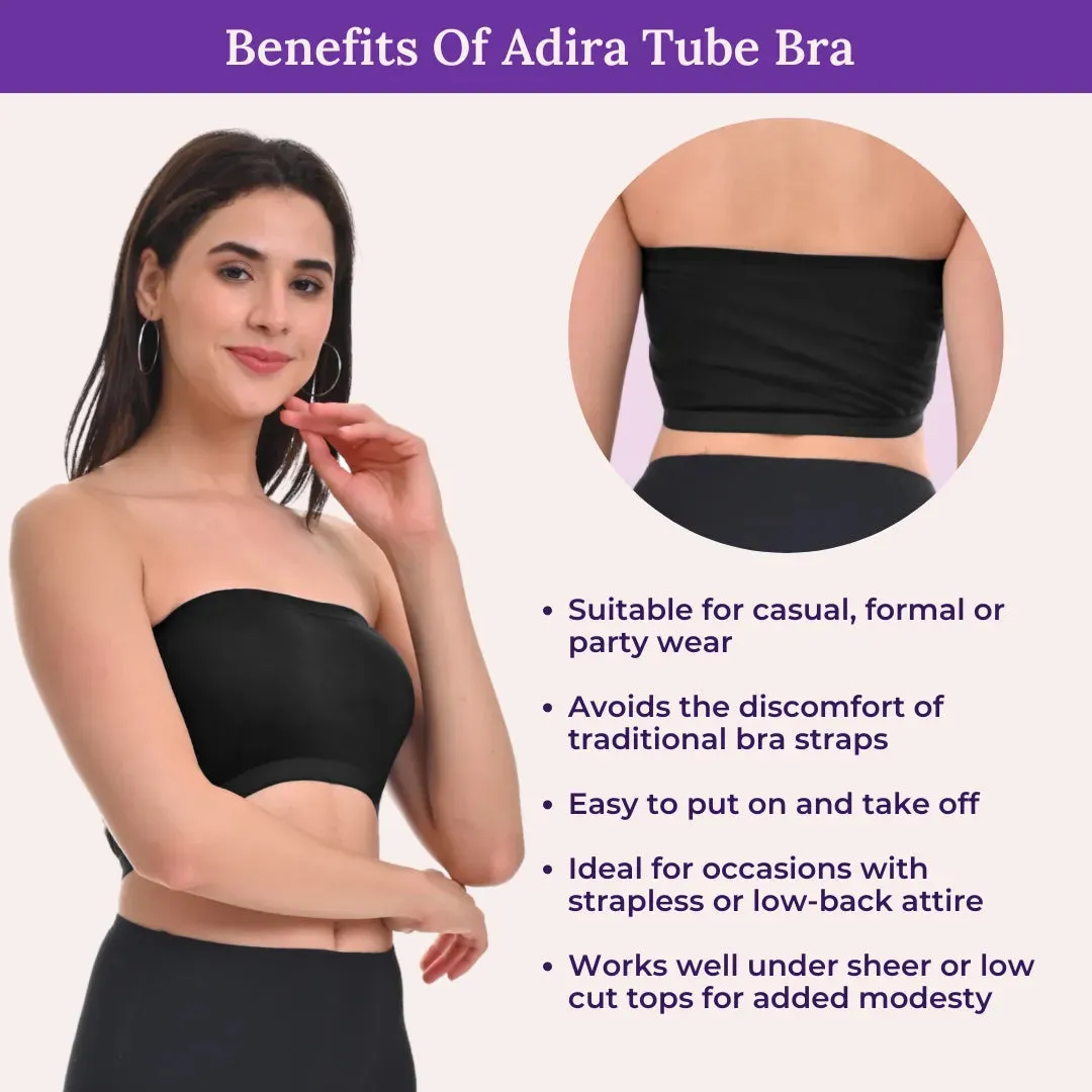 Bandeau/Tube Bra For Women | Strapless Bra | Silicone Anti-Slip Band | Triple Layer Front Panel | Conceals Visibility Of Nipples | Pack Of 8