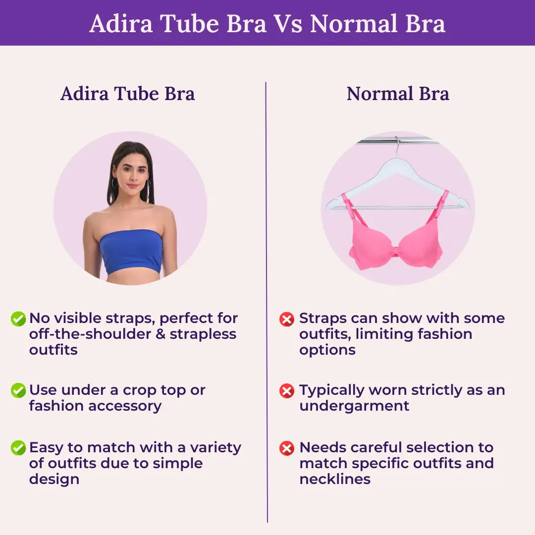 Bandeau/Tube Bra For Women | Strapless Bra | Silicone Anti-Slip Band | Triple Layer Front Panel | Conceals Visibility Of Nipples | Pack Of 8