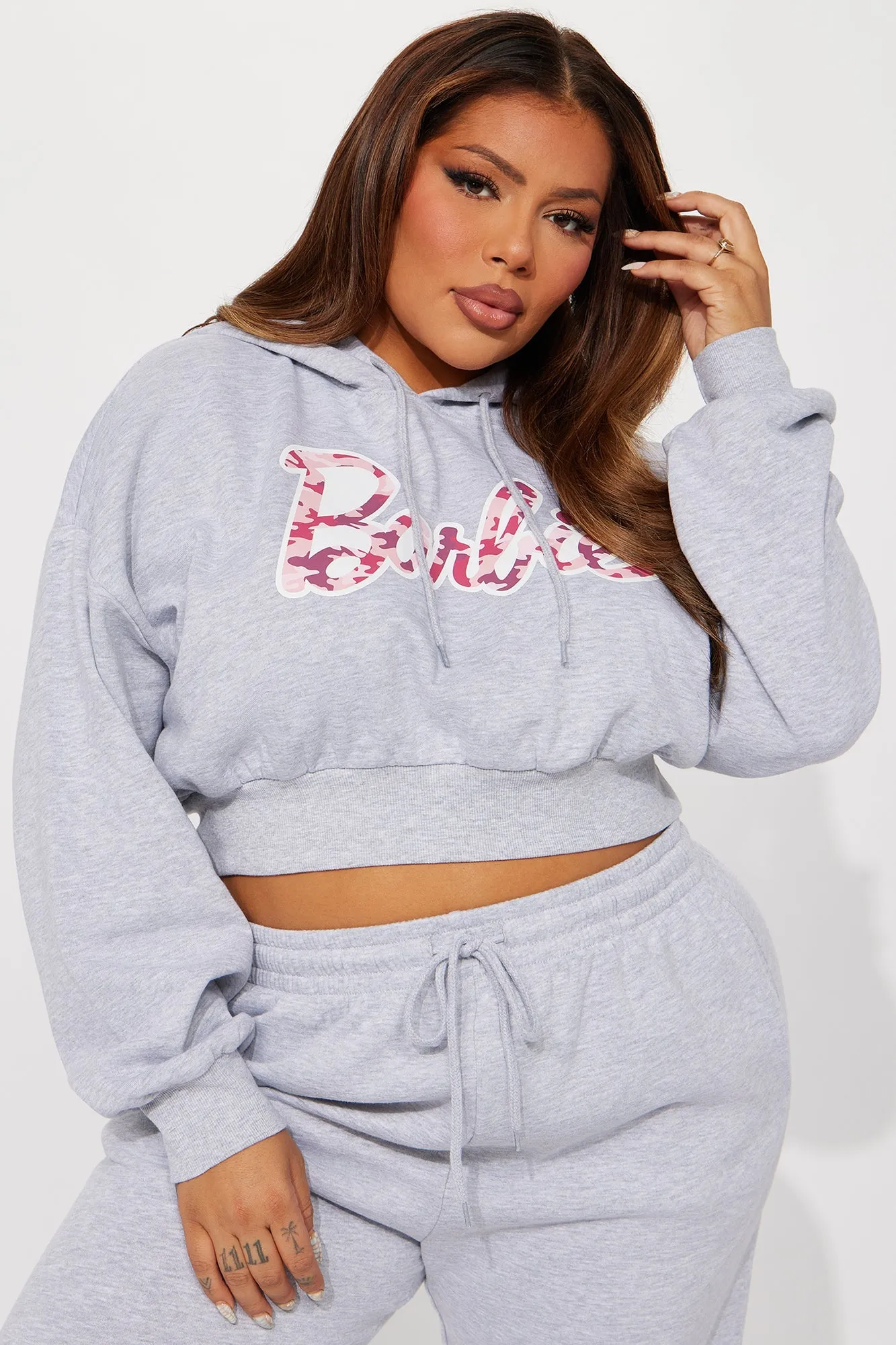 Barbie World Cropped Hoodie - Grey
