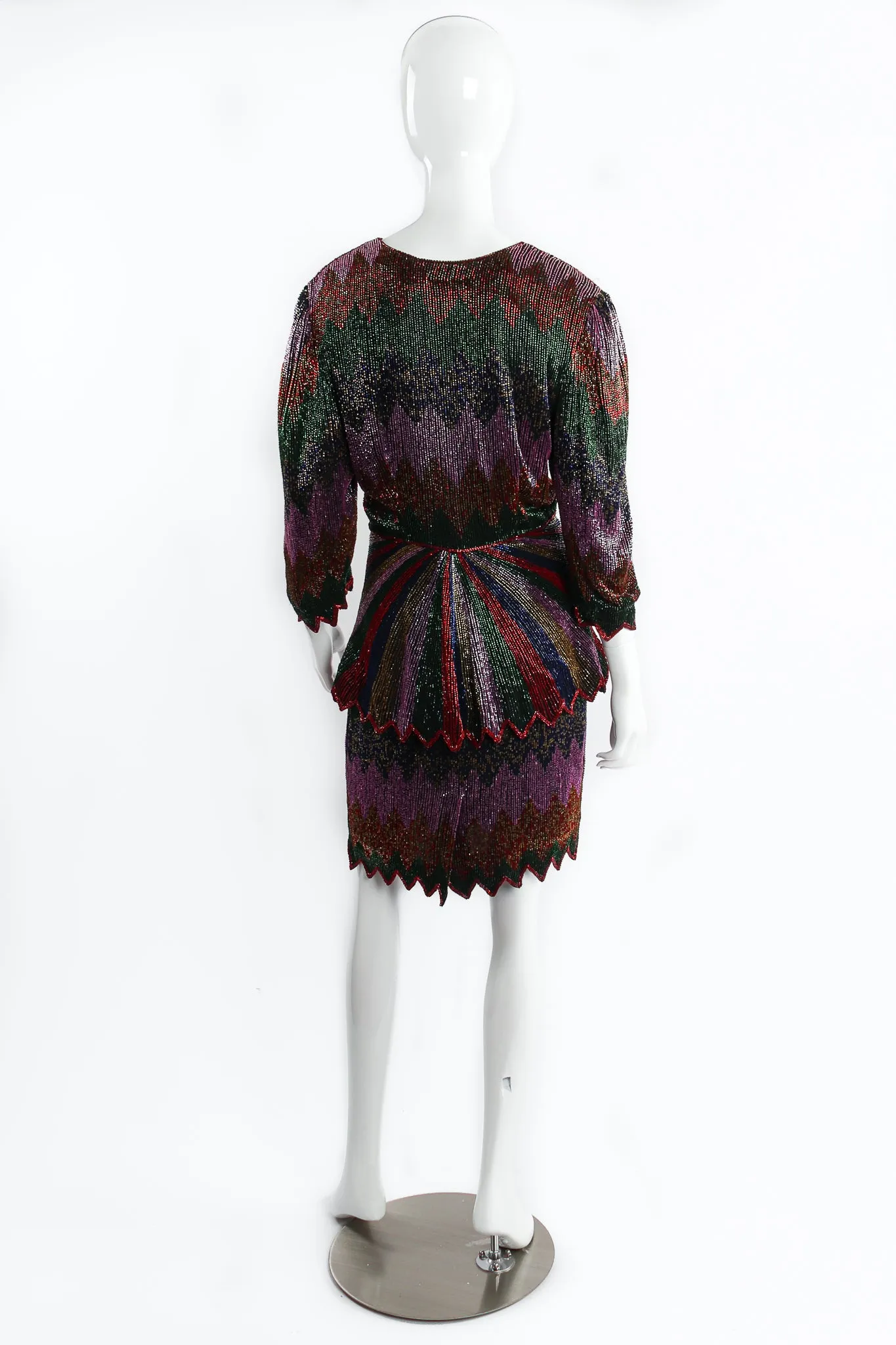 Beaded Rainbow Peplum Jacket & Skirt Set