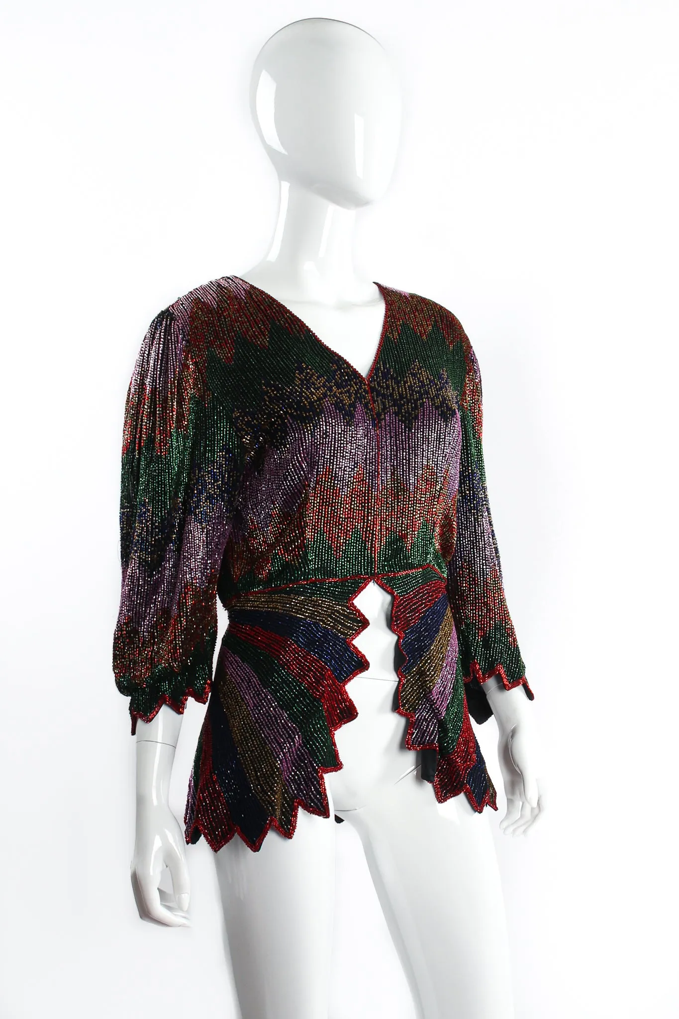 Beaded Rainbow Peplum Jacket & Skirt Set