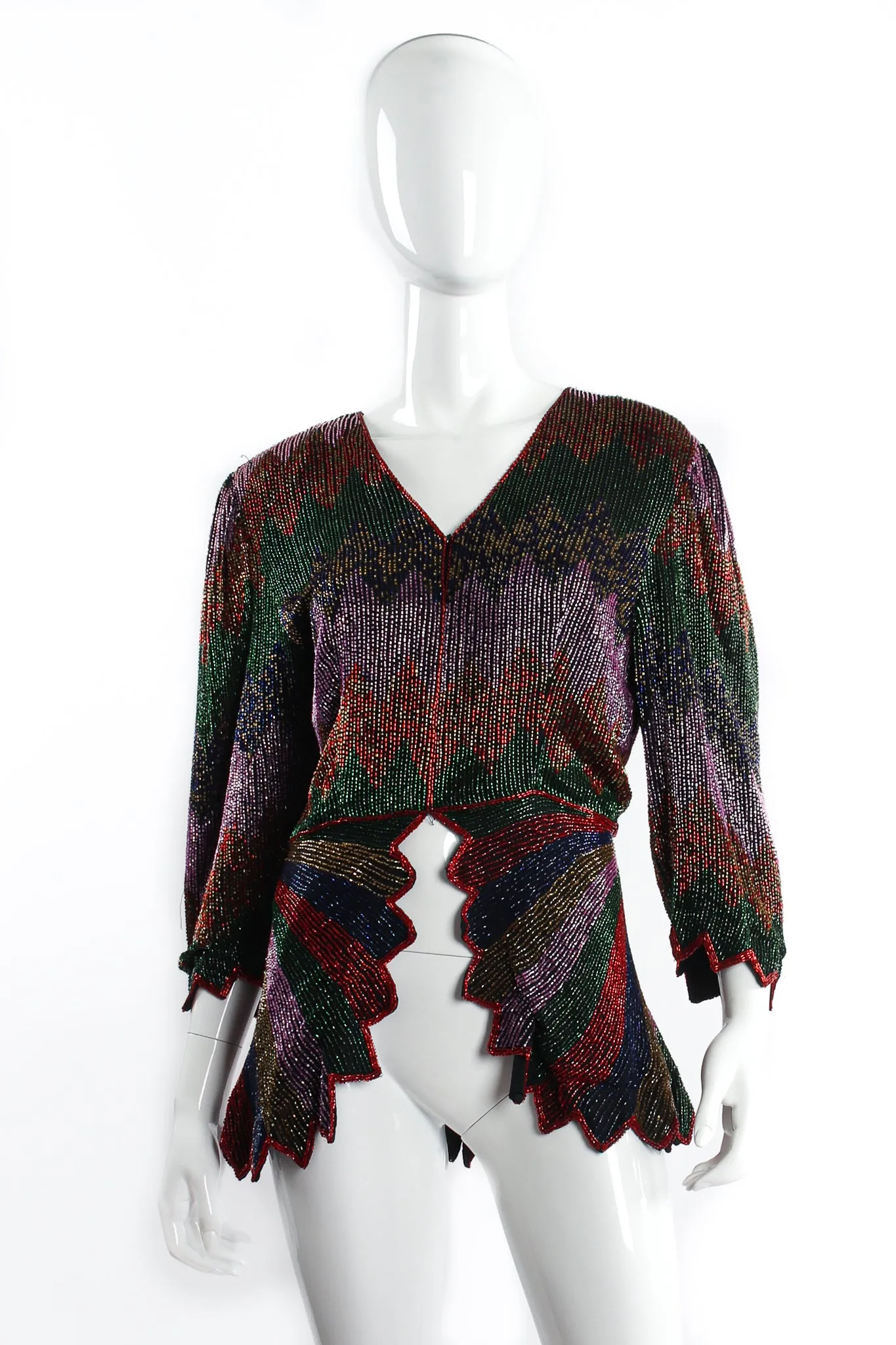 Beaded Rainbow Peplum Jacket & Skirt Set