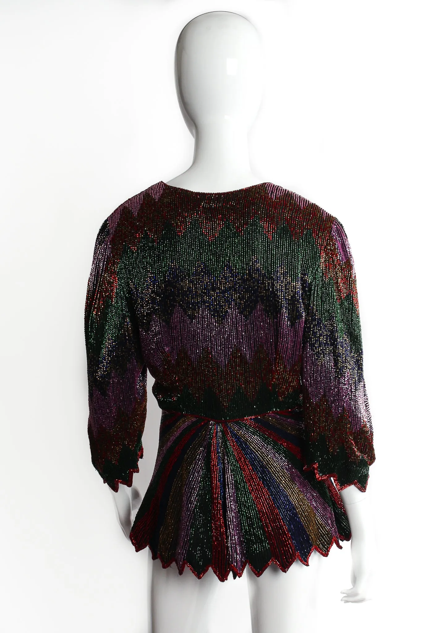 Beaded Rainbow Peplum Jacket & Skirt Set