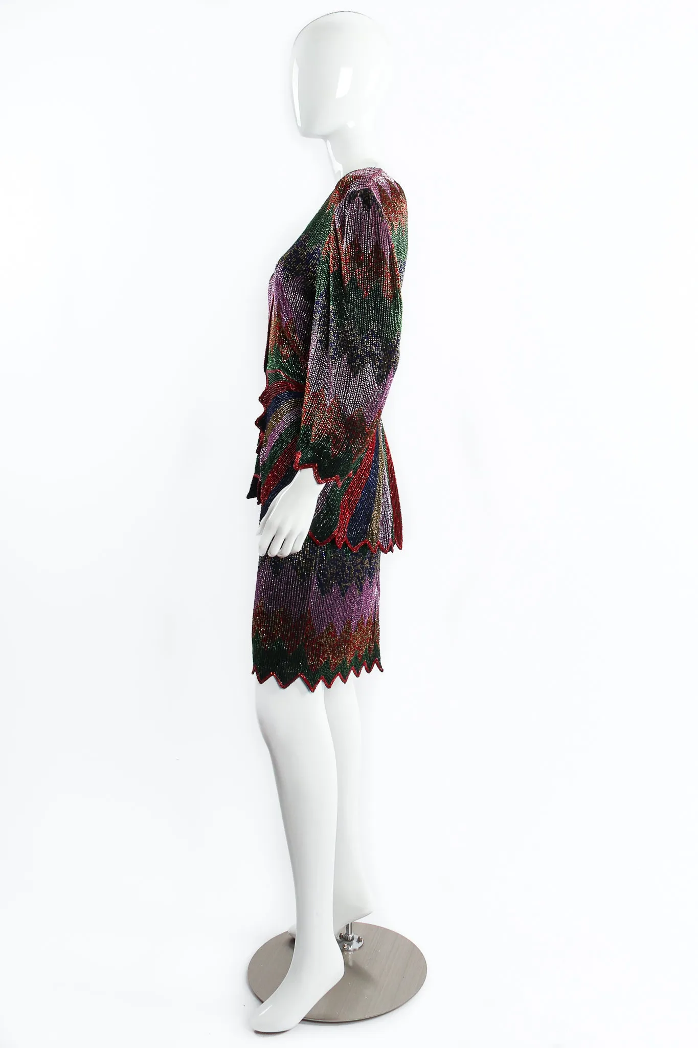 Beaded Rainbow Peplum Jacket & Skirt Set