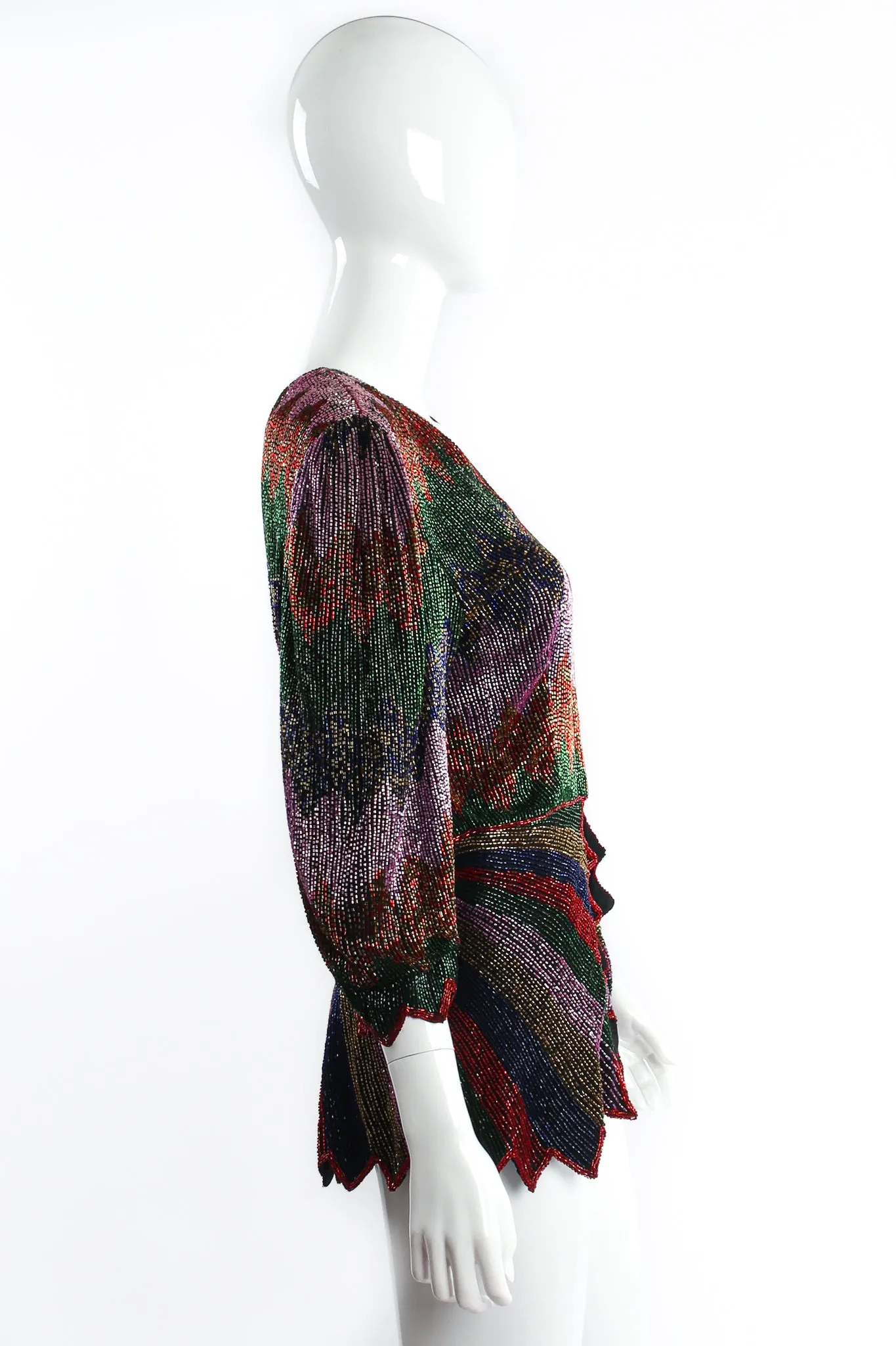 Beaded Rainbow Peplum Jacket & Skirt Set