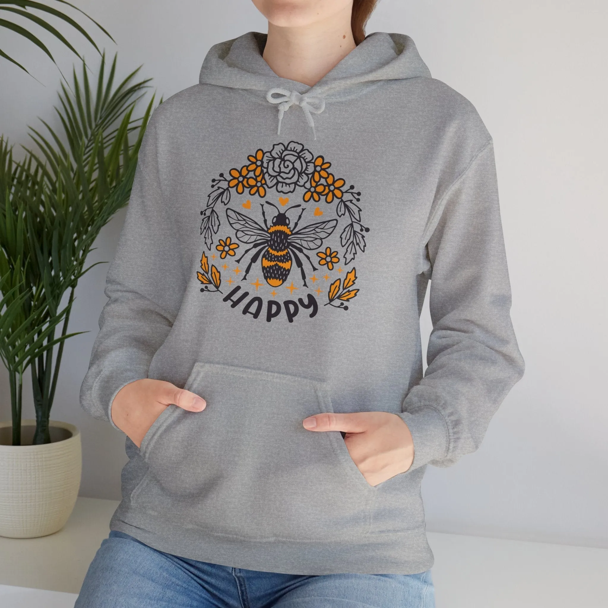Bee Happy, Love Bees, Happy Hoodies, Heavy Blend™ Hooded Sweatshirt