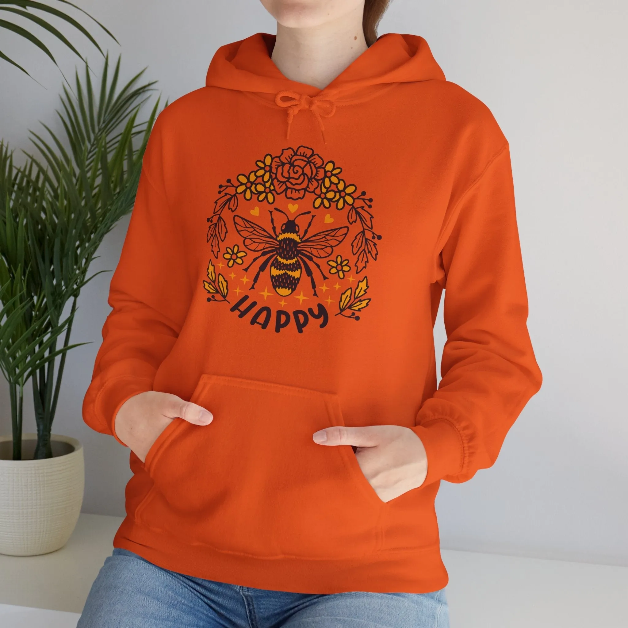 Bee Happy, Love Bees, Happy Hoodies, Heavy Blend™ Hooded Sweatshirt
