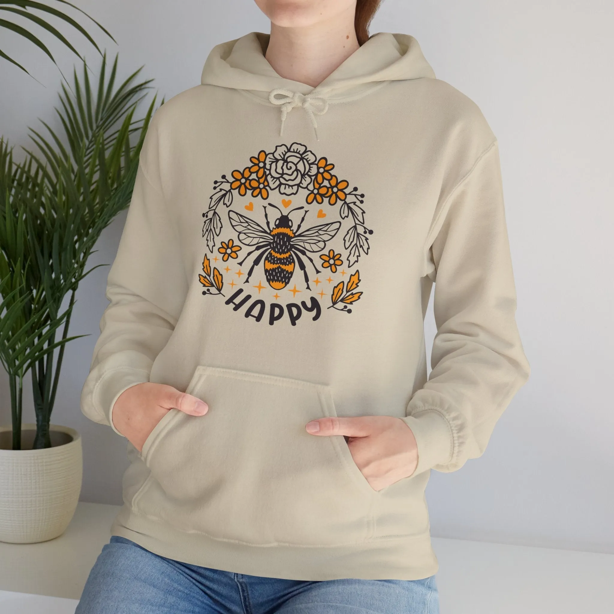 Bee Happy, Love Bees, Happy Hoodies, Heavy Blend™ Hooded Sweatshirt