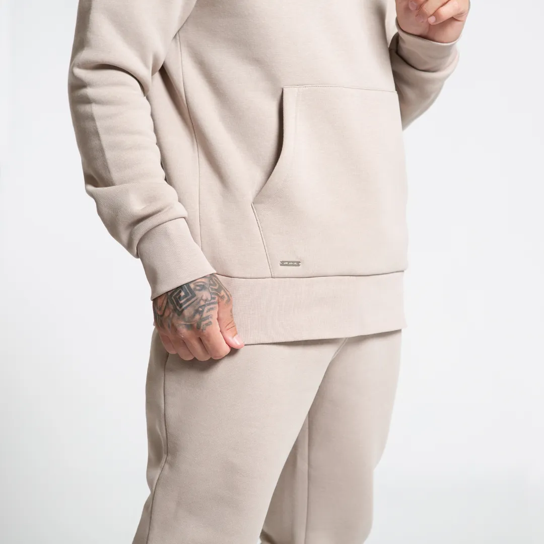 Bee Inspired Minimal Overhead Hoodie Clay Beige