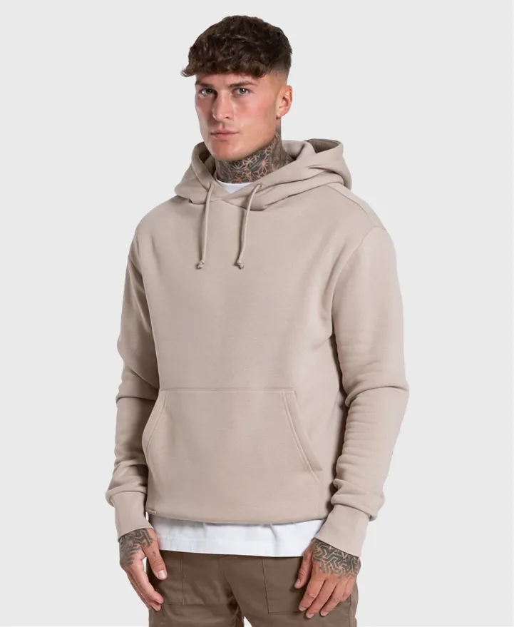 Bee Inspired Minimal Overhead Hoodie Clay Beige