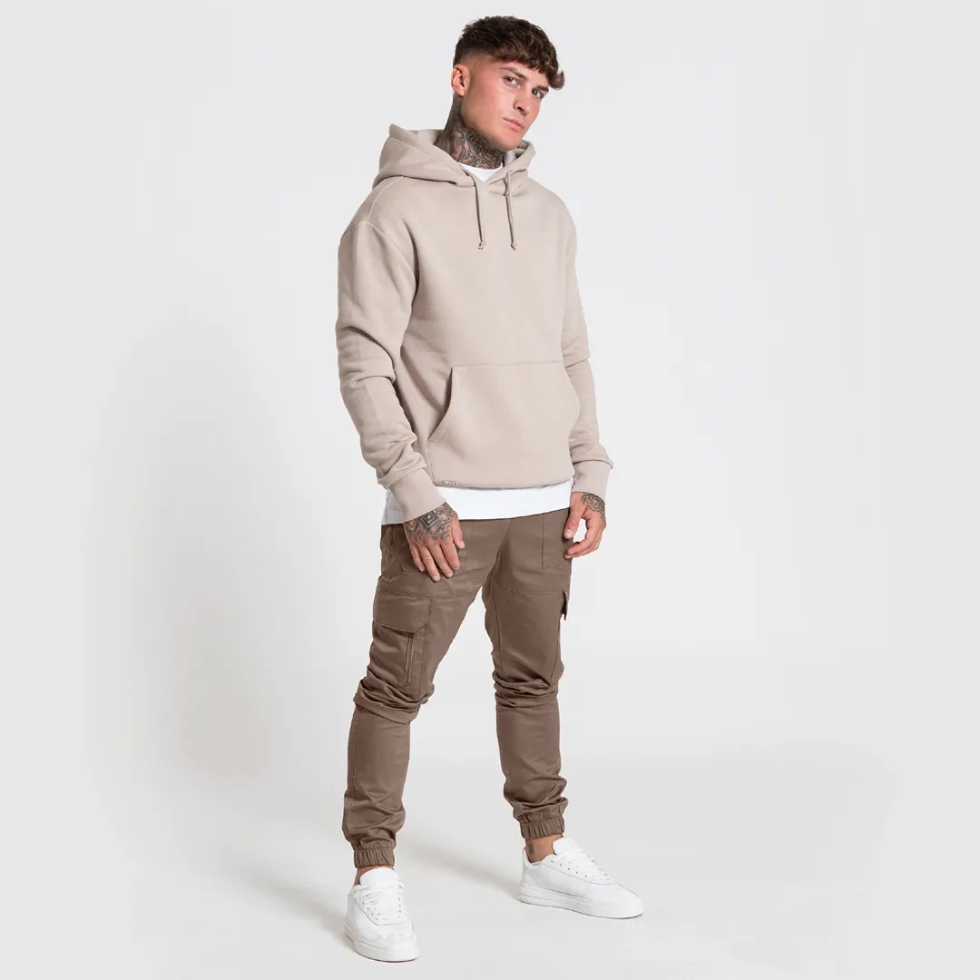 Bee Inspired Minimal Overhead Hoodie Clay Beige