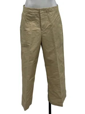 Beige Straight Leg Crop Pants