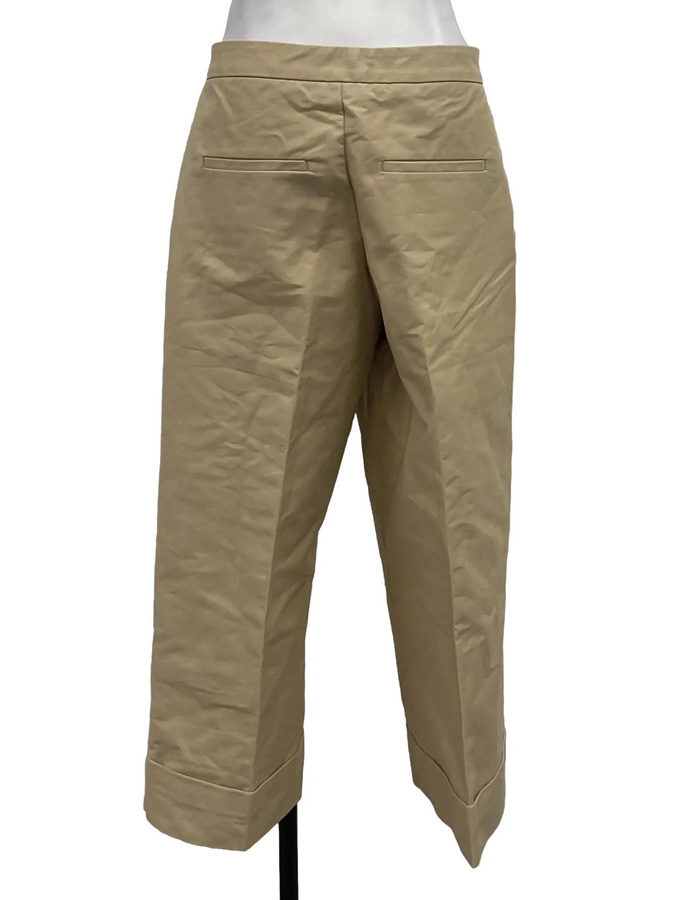 Beige Straight Leg Crop Pants