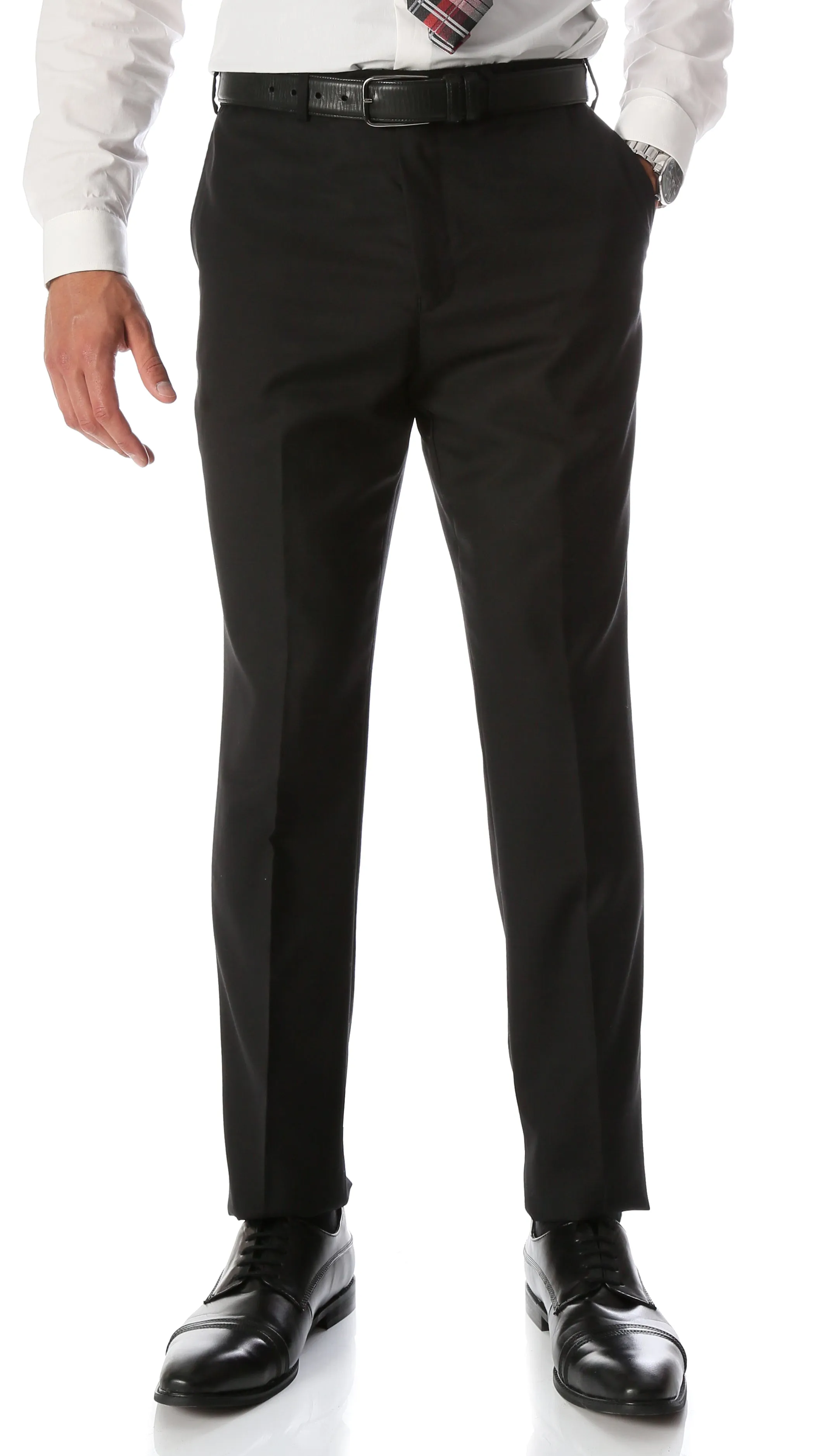 Ben Black Wool Blend Modern Fit Traveler Dress Pants
