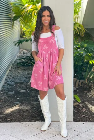 Berry Ribbed Bow Shortalls