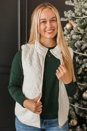 Beyond Comparison Puffer Vest- Ivory