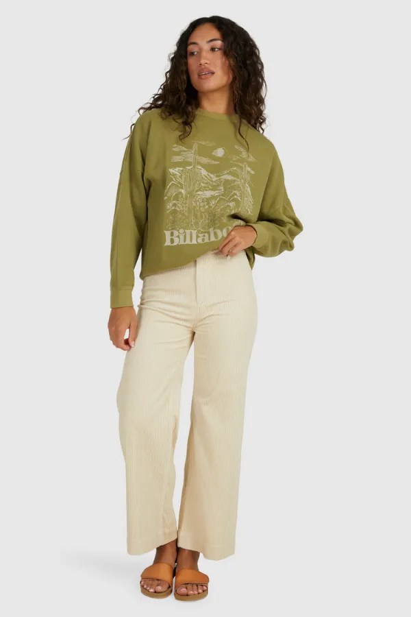Billabong Cord Wide Leg Pant - WHITE SANDS