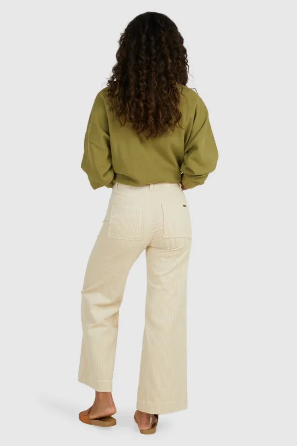Billabong Cord Wide Leg Pant - WHITE SANDS
