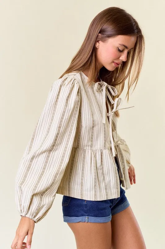 Bingo Bow Stripe Top FINAL SALE
