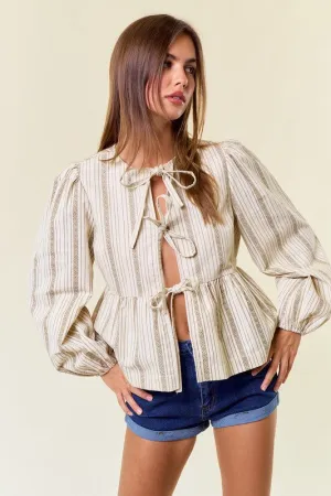 Bingo Bow Stripe Top FINAL SALE