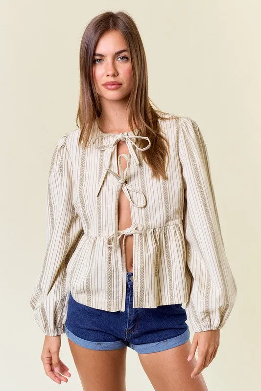 Bingo Bow Stripe Top FINAL SALE