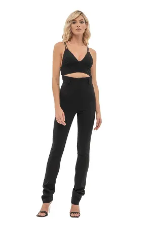 Black Day Solid Color Straight High Waist Pants