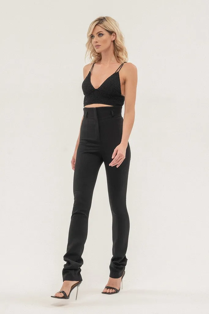 Black Day Solid Color Straight High Waist Pants