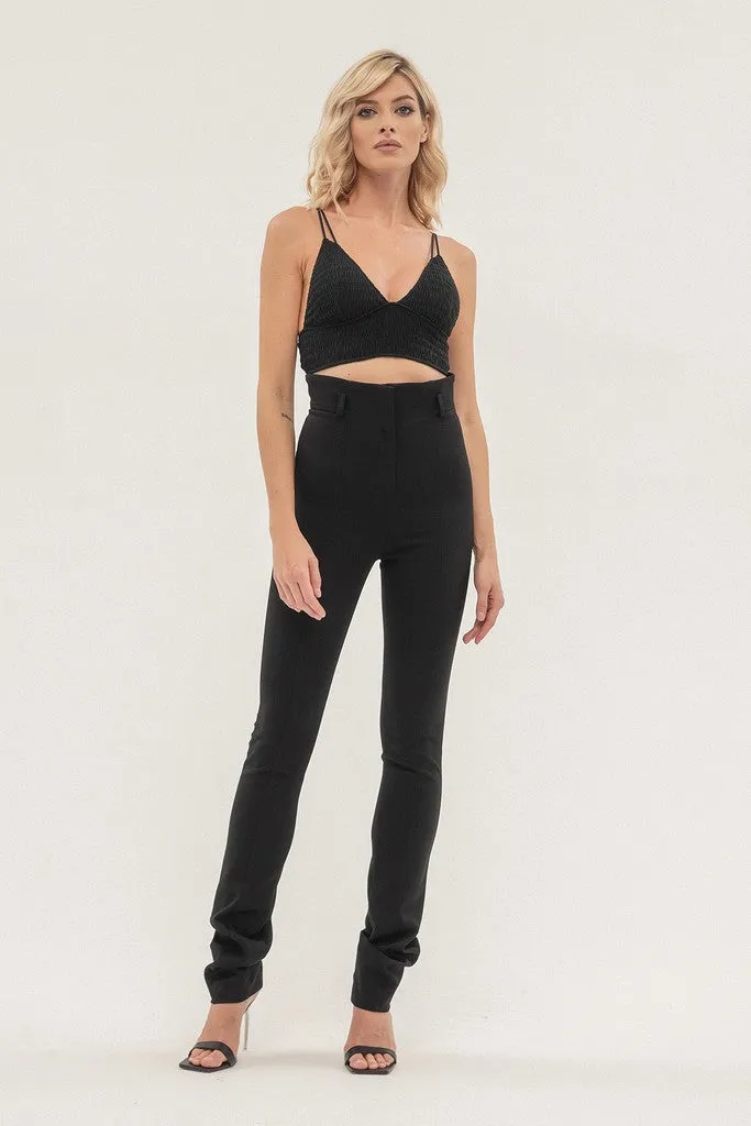 Black Day Solid Color Straight High Waist Pants