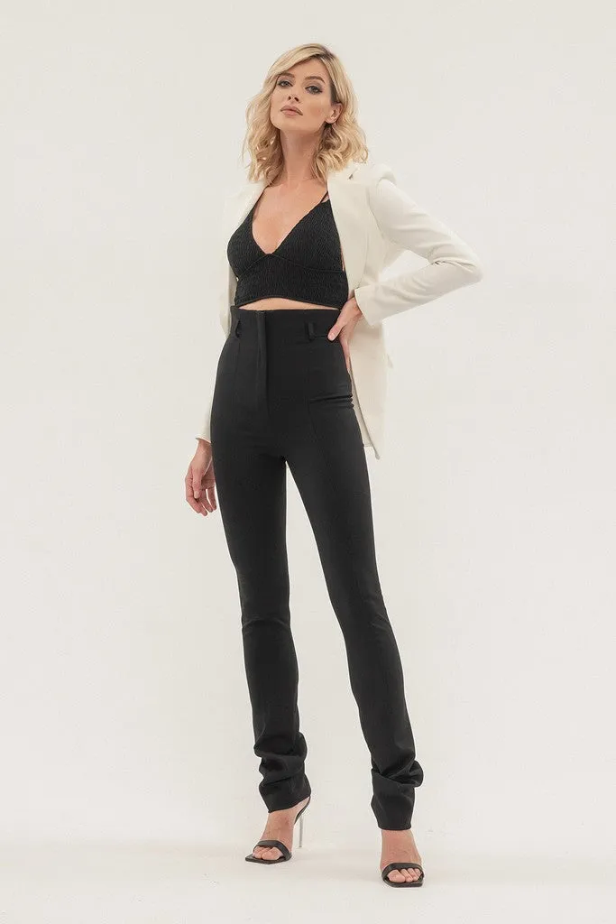 Black Day Solid Color Straight High Waist Pants