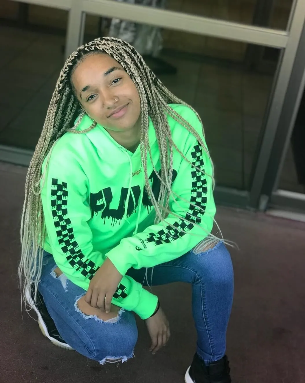 Black Flavor | Slime Hoodie (Solid Checkered Drippin Sleeve)