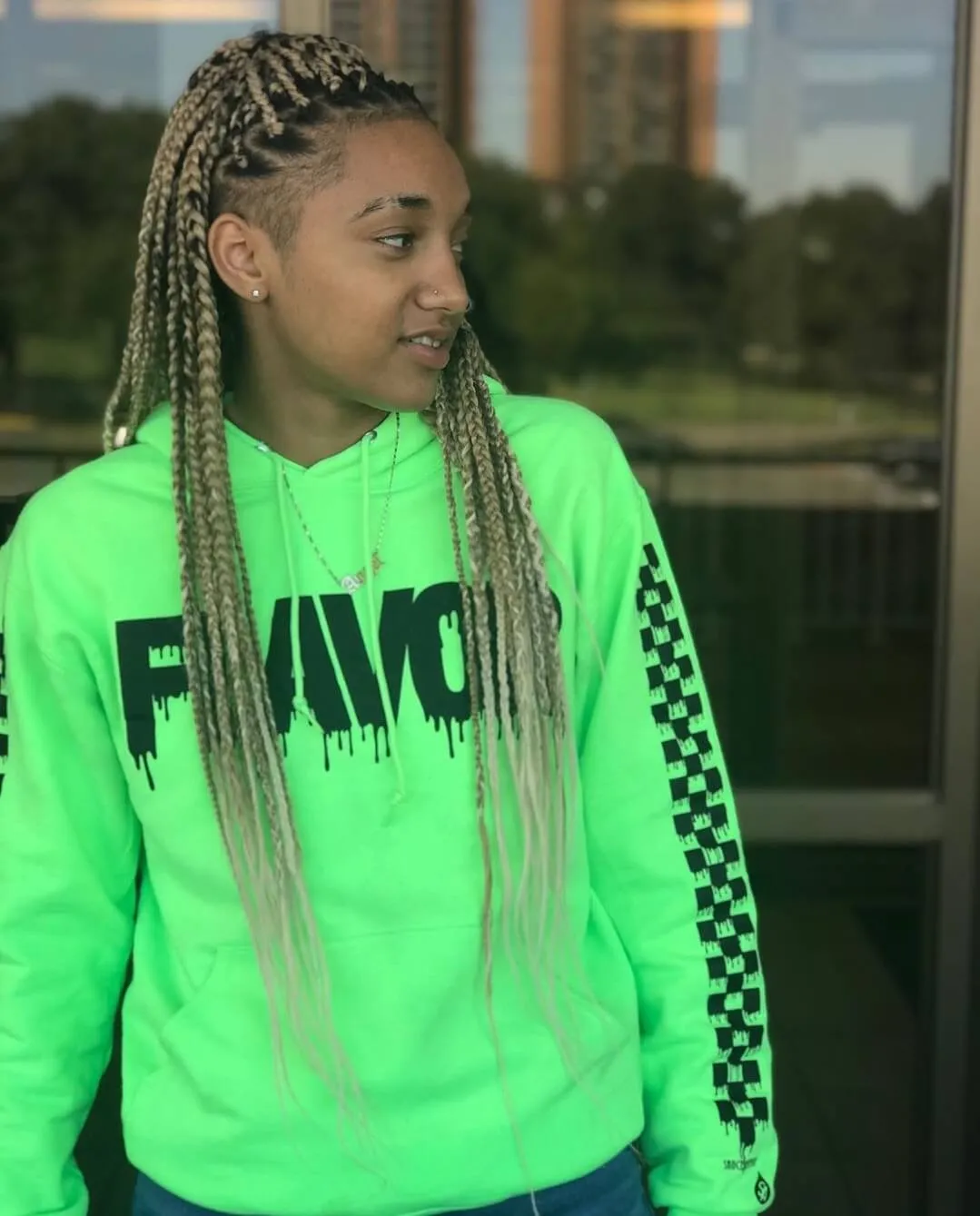Black Flavor | Slime Hoodie (Solid Checkered Drippin Sleeve)