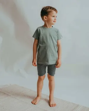 Black Jacquard Check Print Shorts