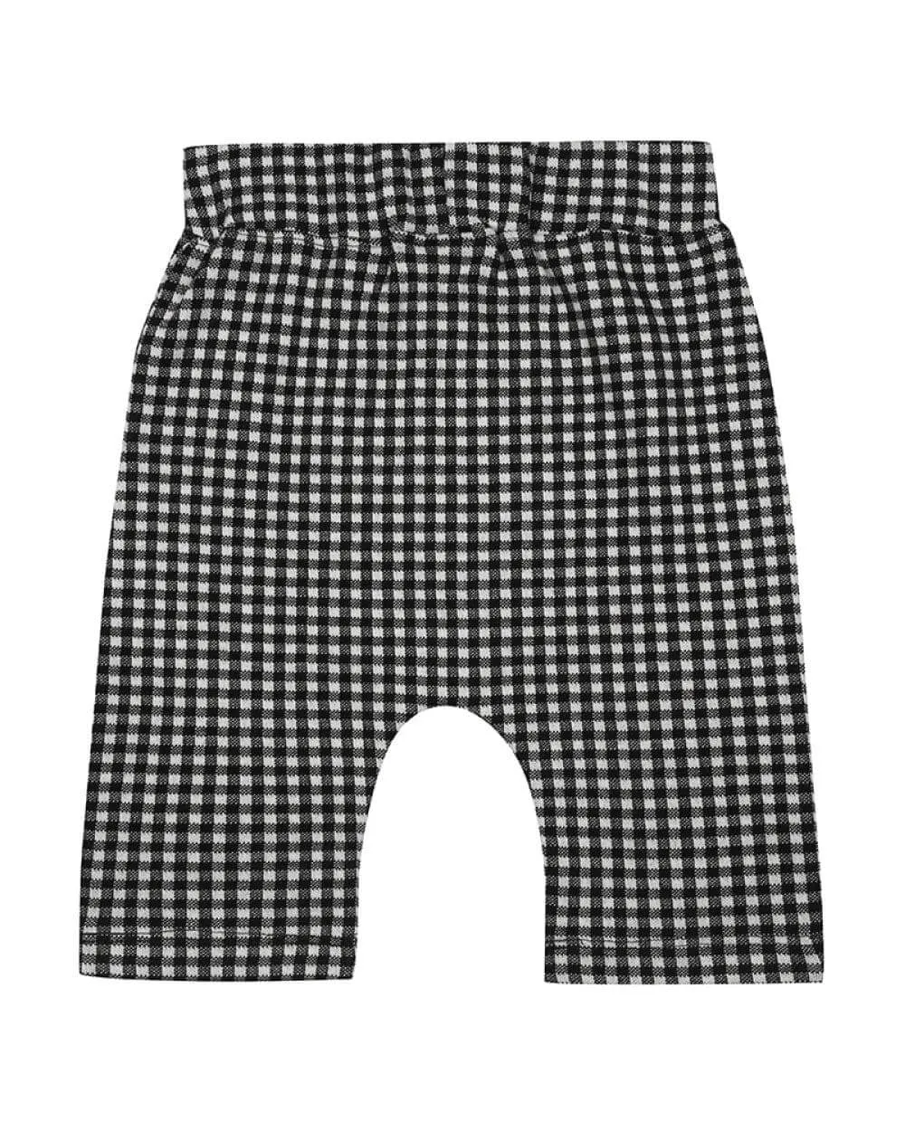 Black Jacquard Check Print Shorts