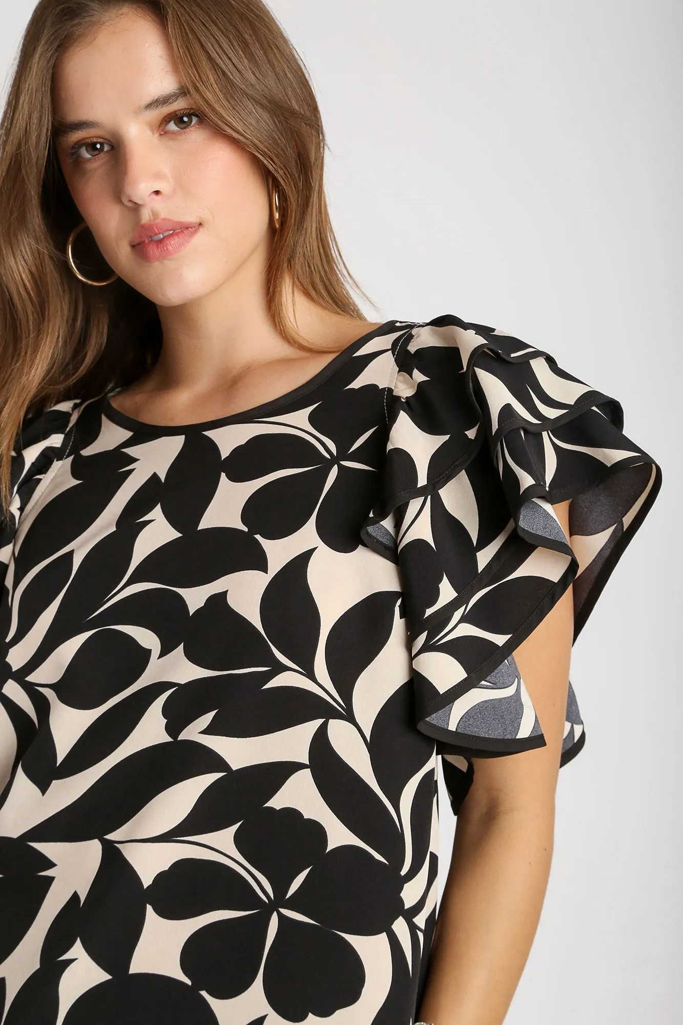 Black Keyhole Ruffle Top