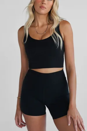 Black Luxe Longline Crop