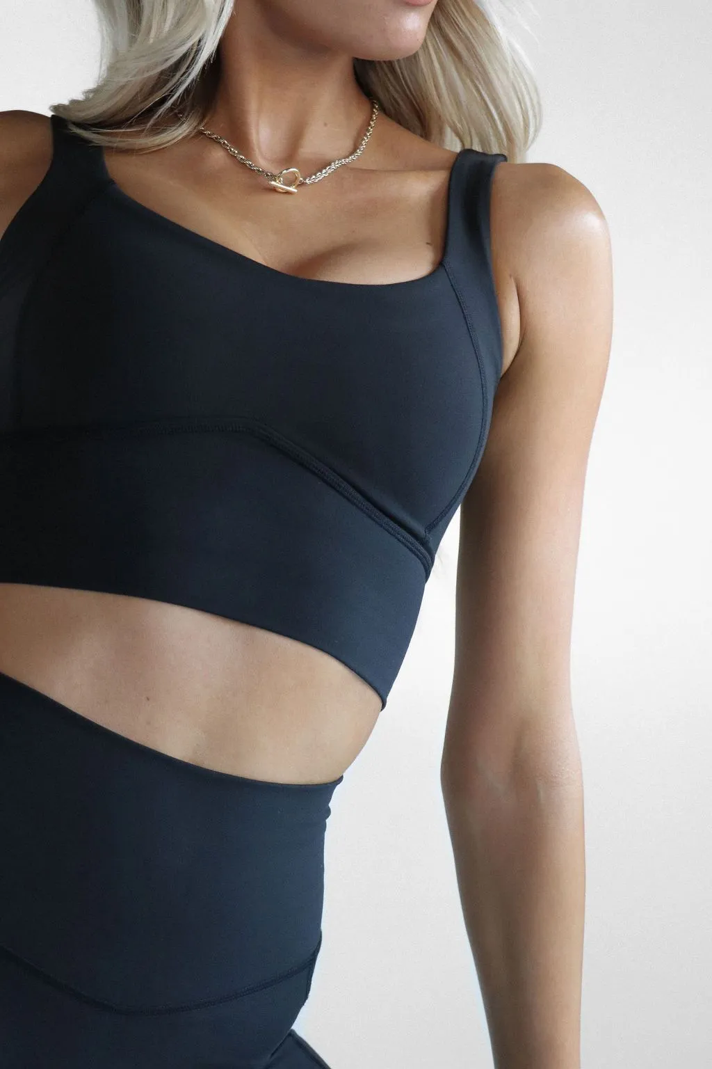 Black Luxe Longline Crop