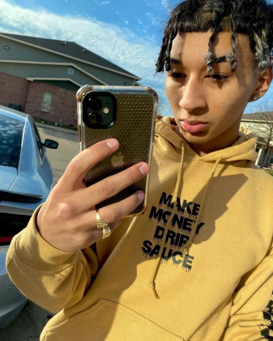 Black MMDS | Caramel Hoodie (Checkered Drippin Sleeves)